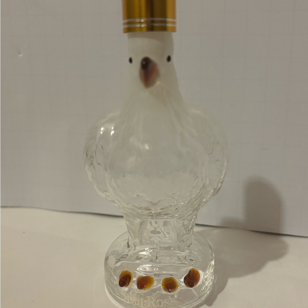 Whiskey Decanter Charming Clear Glass Bird Bottle with Gold Accents